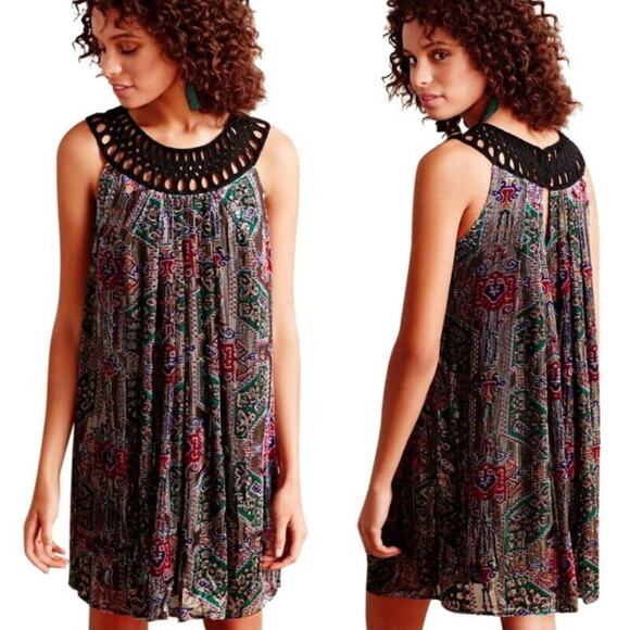 Moulinette Soeurs Anthropologie Linnea Burnout Velvet Metallic Dress Size XS - Picture 2 of 13